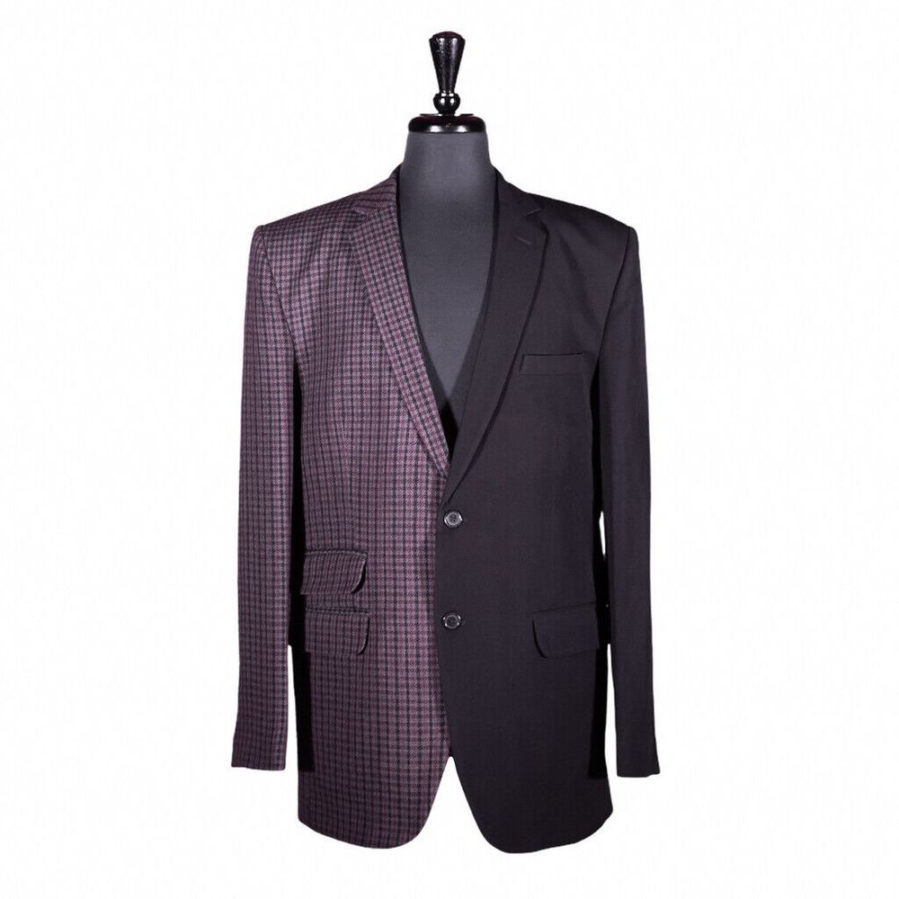 Mens Blazer Black Red Gray Wool Contrast Dress Formal Suit Jacket Sport Coat 42R